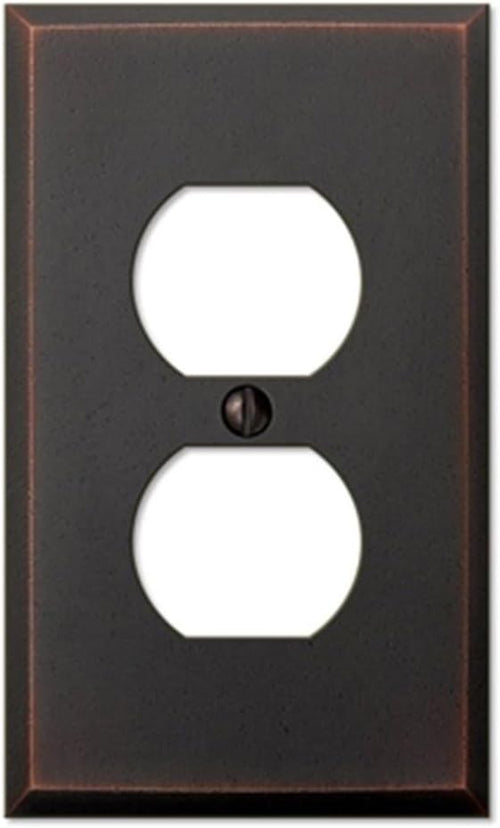68DDB Manhattan Wallplate, 1 Duplex, Cast Metal, Aged Bronze, 1-Pack