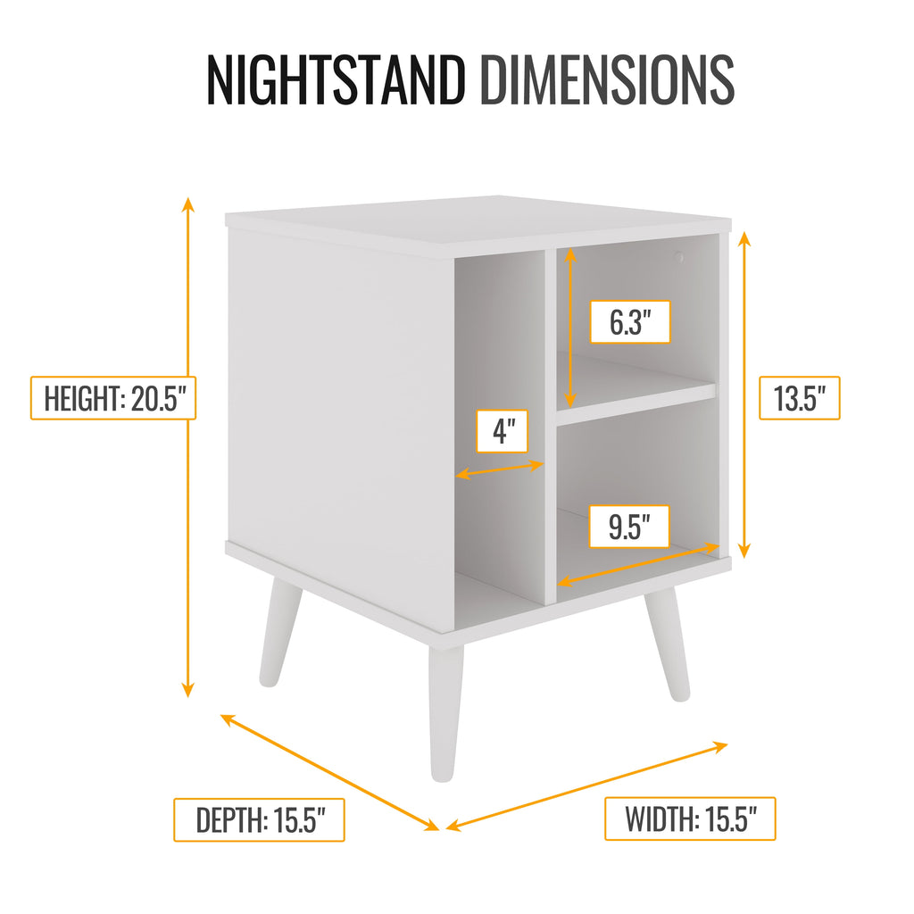 Warwick Mid-Century Modern Nightstand, White