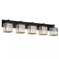Home Lighting 36.22 In. 5-Light Plating Black Crystal Modern Bathroom Vanity Light Bathroom Wall Light Fixtures