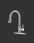 Kitchen Faucet with Sprayer, Kitchen Sink Faucet, SUS 304 Stainless Steel, High Arc Single Handle Brushed Nickel Kitchen Faucets with Pull down Sprayer, Pull Out Kitchen Faucet with Deck Plate