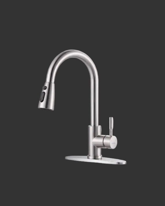 Kitchen Faucet with Sprayer, Kitchen Sink Faucet, SUS 304 Stainless Steel, High Arc Single Handle Brushed Nickel Kitchen Faucets with Pull down Sprayer, Pull Out Kitchen Faucet with Deck Plate