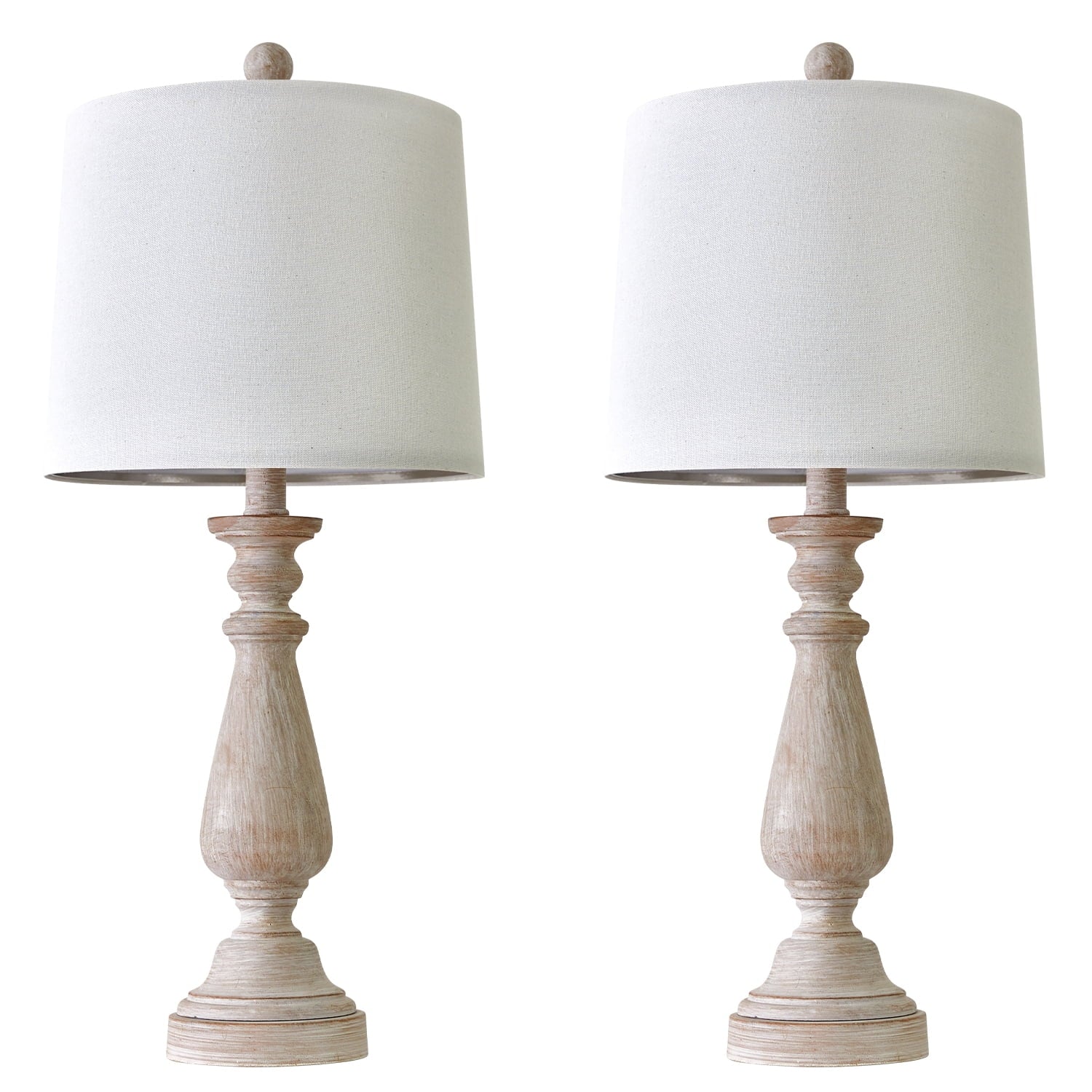Resin Table Lamp Set of 2 24.5" Farmhouse Bedside Nightstand Lamps for Living Room Bedroom
