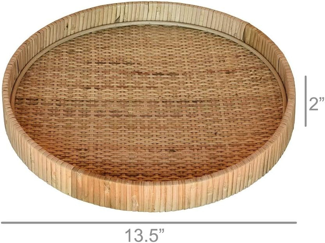Homart 5219-0 Cayman Large Tray, 13.50-Inch Diameter, Natural, Rattan