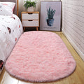 Oval Fluffy Area Rugs for Bedroom Plush Shaggy Carpet for Kids Room Bedside Nursery Mats, 2.6' X 5.3',Pink