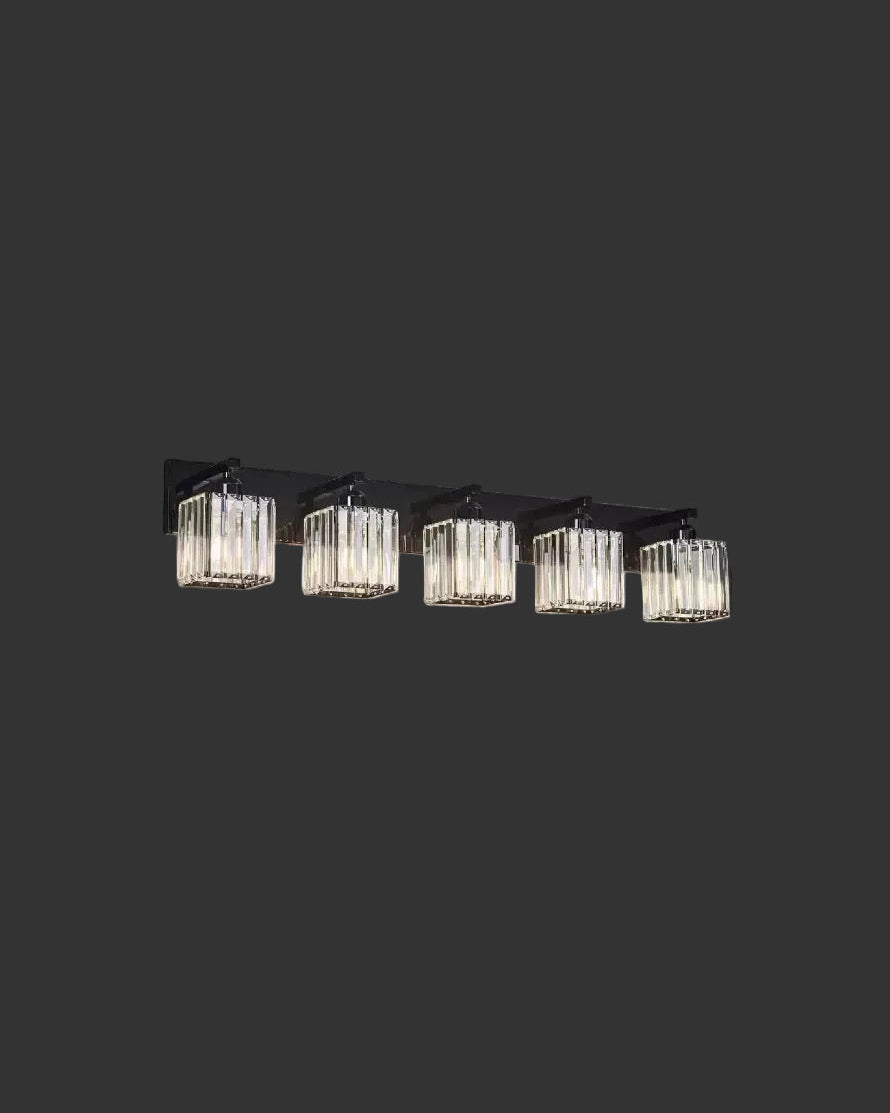 Home Lighting 36.22 In. 5-Light Plating Black Crystal Modern Bathroom Vanity Light Bathroom Wall Light Fixtures