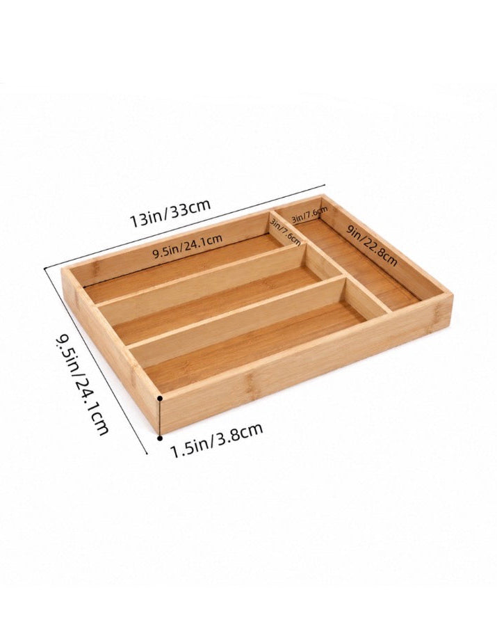 Bamboo Cutlery Divide Storage Trays Rack Neat Elegant Kitchen Drawer Organizer Home Accessories