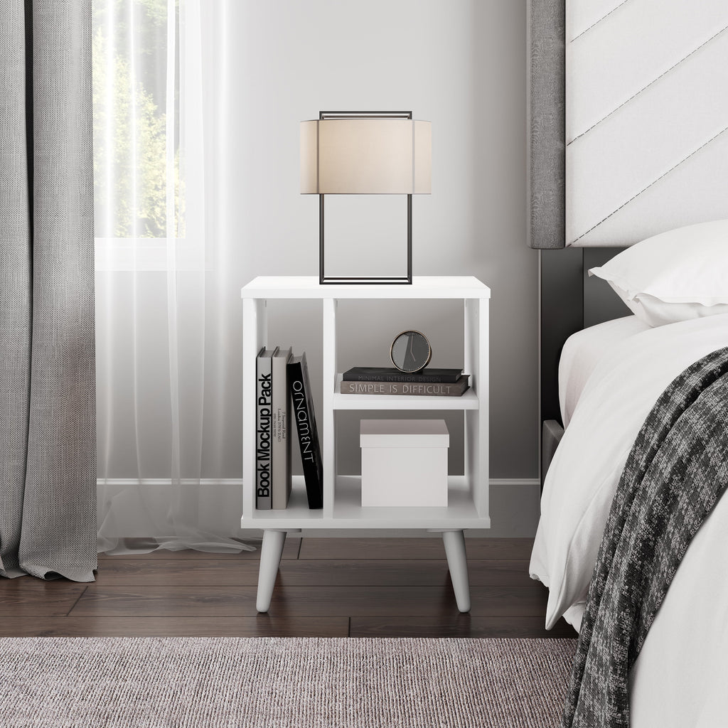 Warwick Mid-Century Modern Nightstand, White