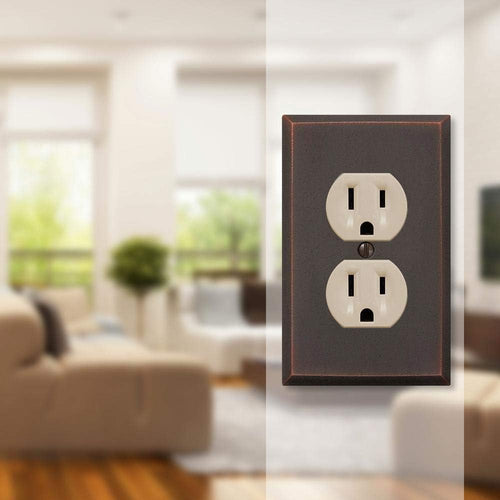 68DDB Manhattan Wallplate, 1 Duplex, Cast Metal, Aged Bronze, 1-Pack