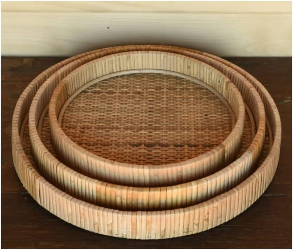 Homart 5219-0 Cayman Large Tray, 13.50-Inch Diameter, Natural, Rattan
