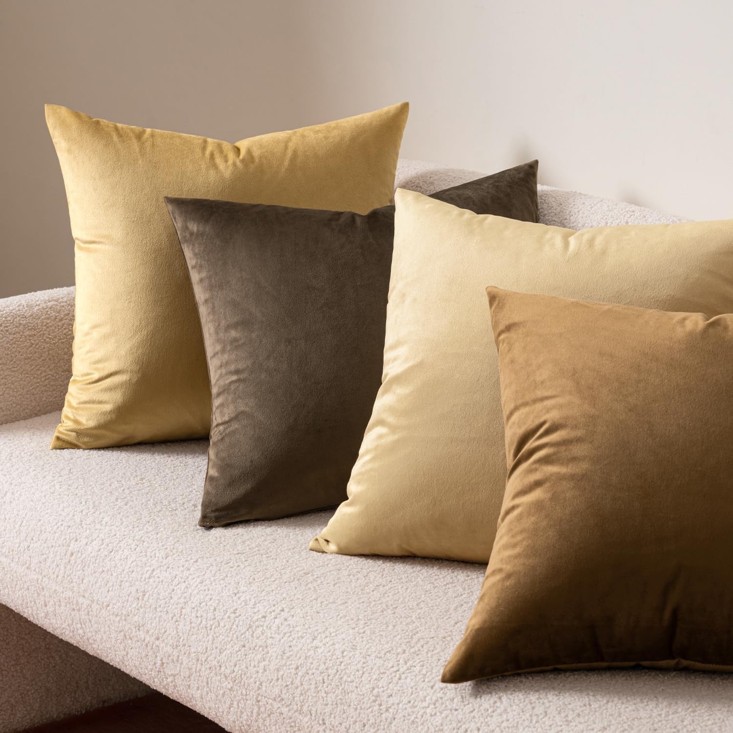 Velvet Throw Pillow Covers 18X18 Inch, Pack of 2 - Coffee, Super Soft Decorative Square Cushion Cases Modern Luxury Home Decor for Sofa,Couch,Bed,Chair