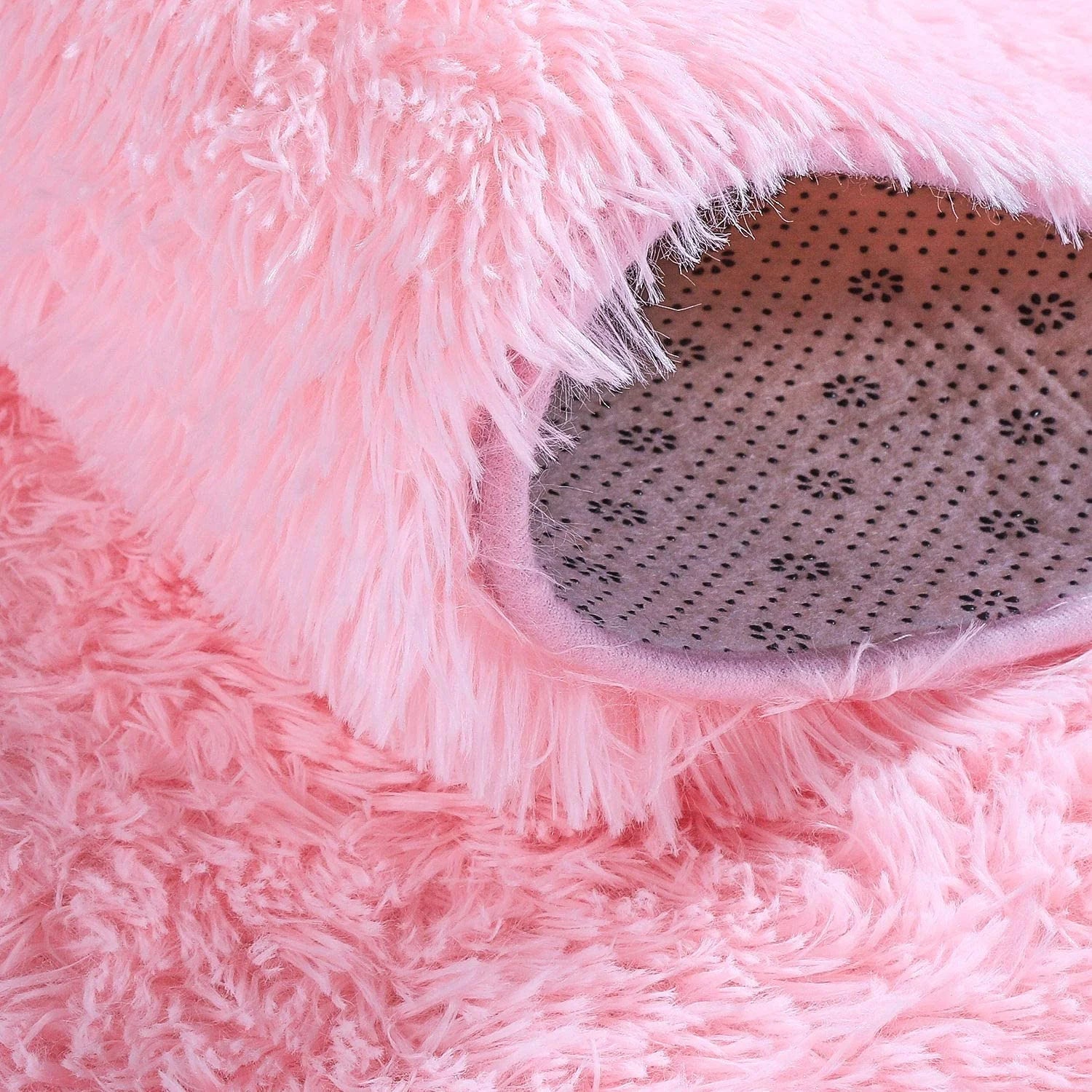Oval Fluffy Area Rugs for Bedroom Plush Shaggy Carpet for Kids Room Bedside Nursery Mats, 2.6' X 5.3',Pink