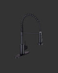 Kitchen Faucets with Pull down Sprayer Commercial Industrial Stainless Steel Single Handle Single Hole Spring Farmhouse RV Sink Faucet, Matte Black Kitchen Faucet for Laundry Utility Room Sink