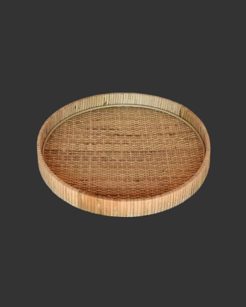 Homart 5219-0 Cayman Large Tray, 13.50-Inch Diameter, Natural, Rattan
