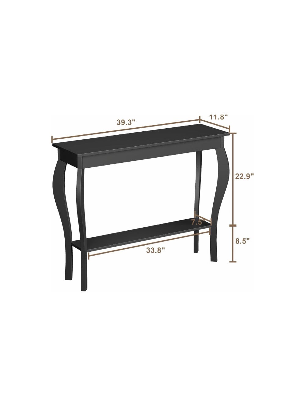 Narrow Console Table, Chic Accent Sofa Table, Entryway Table, 39.3 Inch, Black