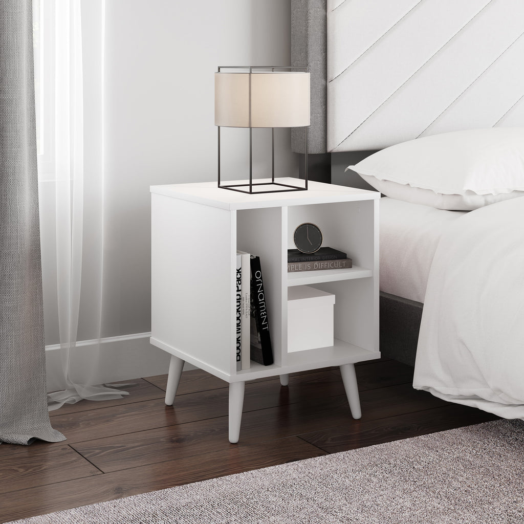 Warwick Mid-Century Modern Nightstand, White