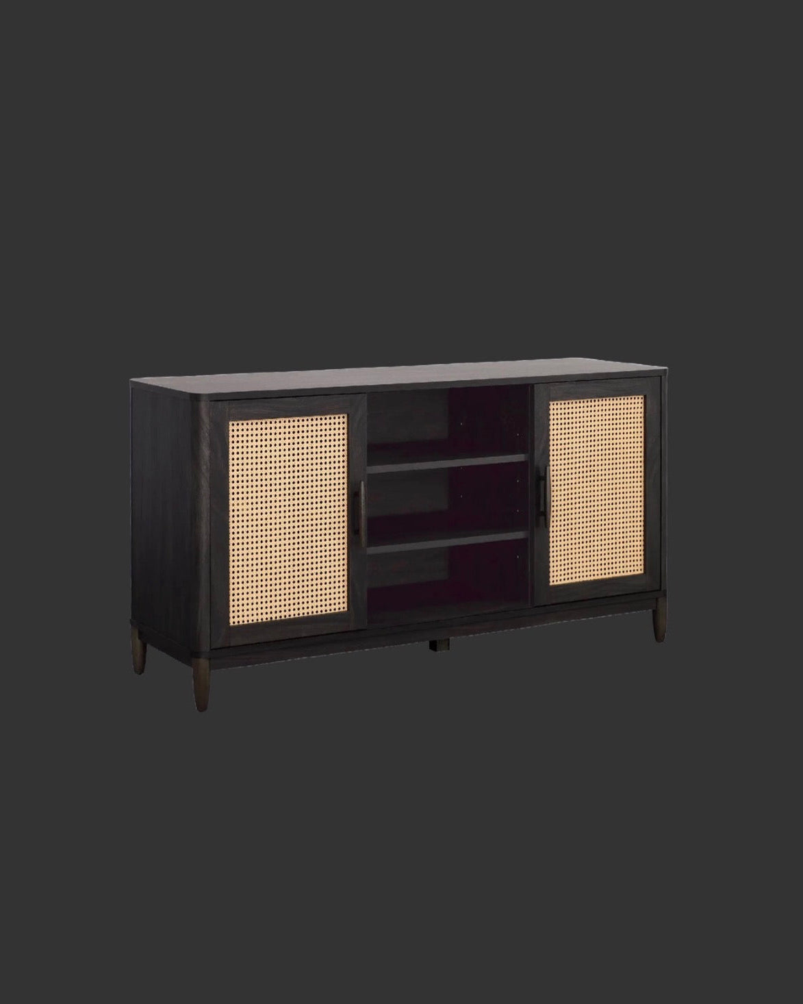Springwood Cane TV Stand for Tv'S up to 65", Charcoal Finish