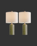 Modern Table Lamp Set of 2 for Living Room 20.25" Farmhouse Green Ceramic Bedside Nightstand Lamps for Bedroom