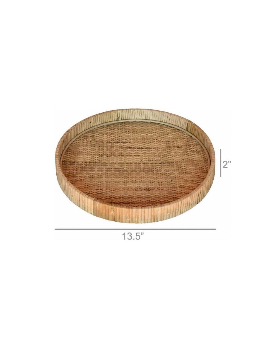Homart 5219-0 Cayman Large Tray, 13.50-Inch Diameter, Natural, Rattan