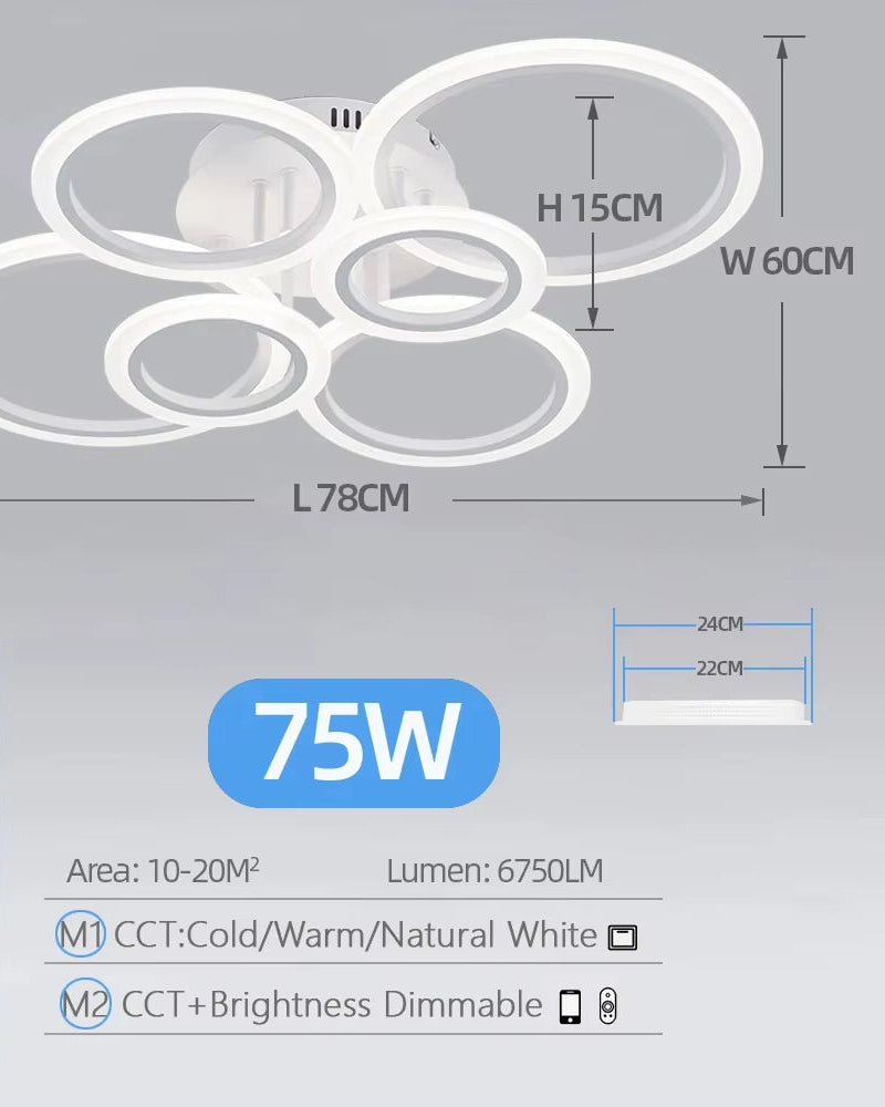 Modern LED Chandelier Home Lighting Ring Ceiling Mount Chandelier Living Room Bedroom Lighting Lustre Ceiling Pendant Lamp