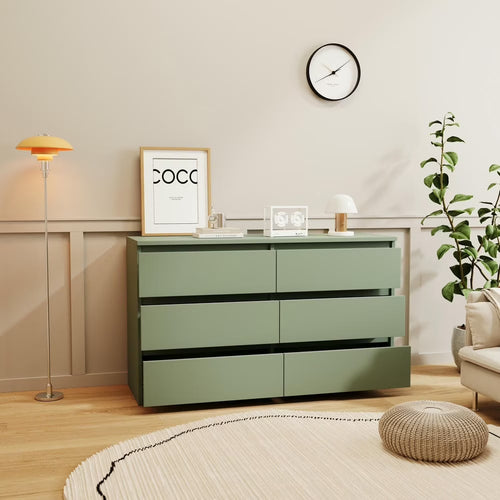 6 Drawer Bedroom Dresser, Chest of Drawers for Bedroom,Dressers with Handleless Design, Green